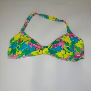 Blackbough Halter Bikini Top Tropical Print Swim Top - Size 2X